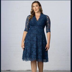 New Kiyonna Navy Mademoiselle Lace Cocktail Dress Size 1X